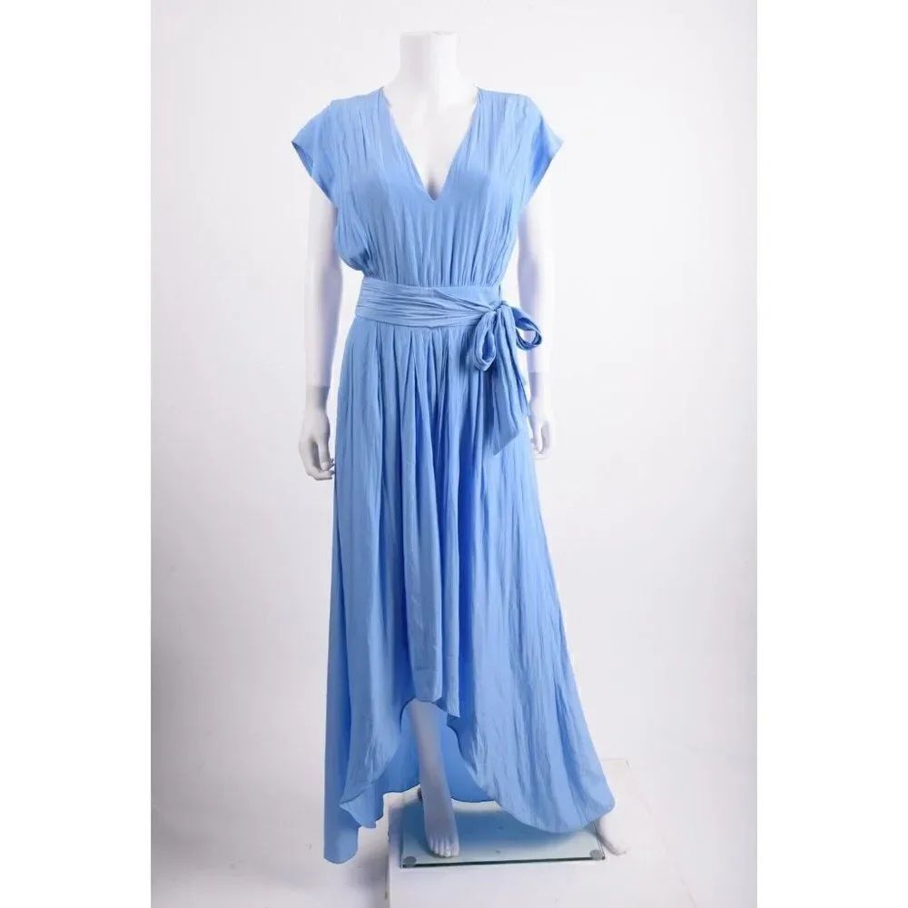 Ramy Brook Womens Rebecca Satin Maxi Dress Sz 2 Ocean Blue NWT